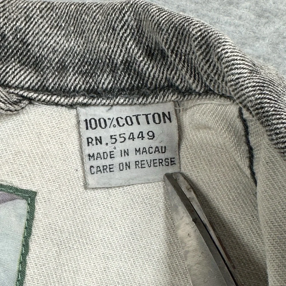Whipp Oversized Denim Jacket Men's/Unisex L Gray‎ Wash 1/2 Sleeves Hip Hop Long